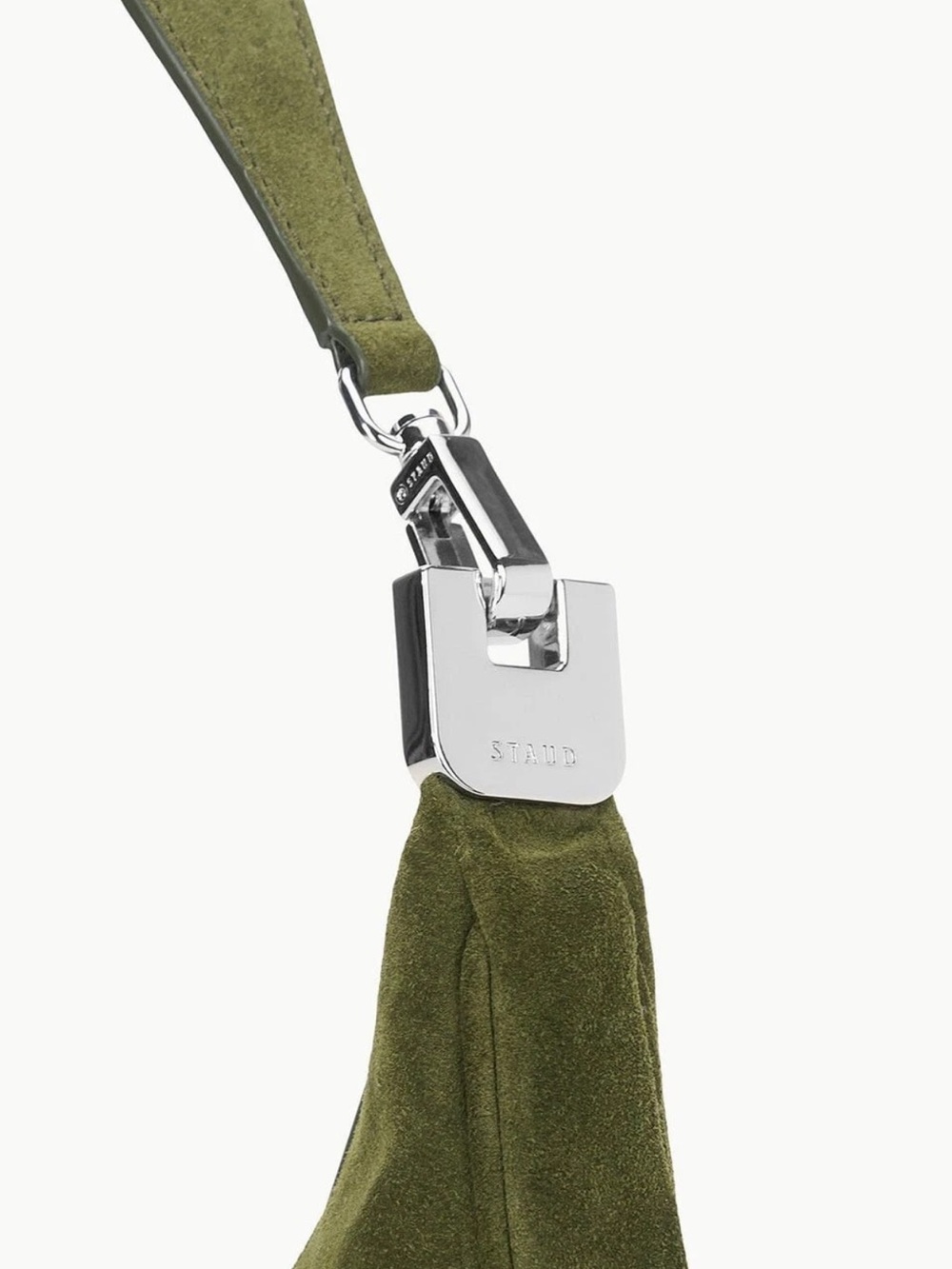 Staud Sylvie Olive Suede Shoulder Bag - Picture 4 of 8